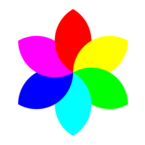 גרפיקה וקטורית פרח 6 עלי כותרת צבעוניים