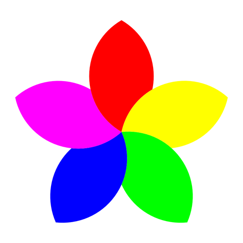 Bunte 5 Blütenblatt-Blume-Vektor-Bild