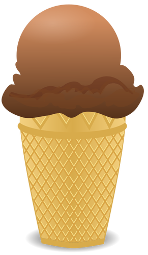 Vector image of chocolate ice cream in a half-cone