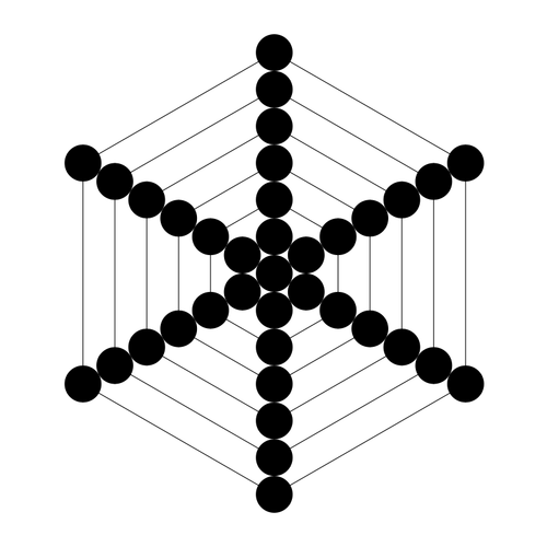 Hexagon med 37 cirklar