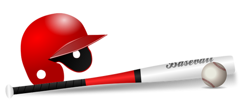 Baseball bat, ball and cap vector clip art