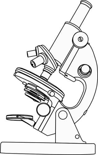 Laboratory microscope line art vector illustration