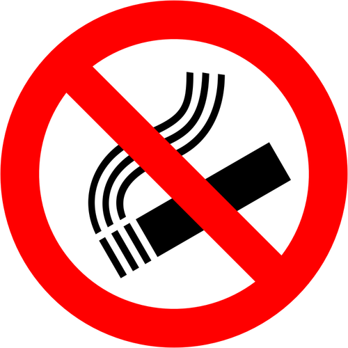 Vektorgrafik med lutas korsade cigarett rökning förbjuden-skylt