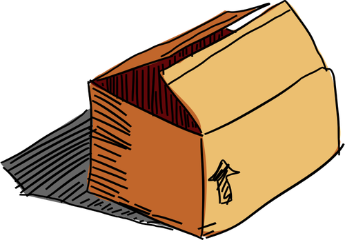 Carton box freehand vector drawing