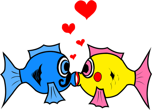 Vector graphics of two fish kissing