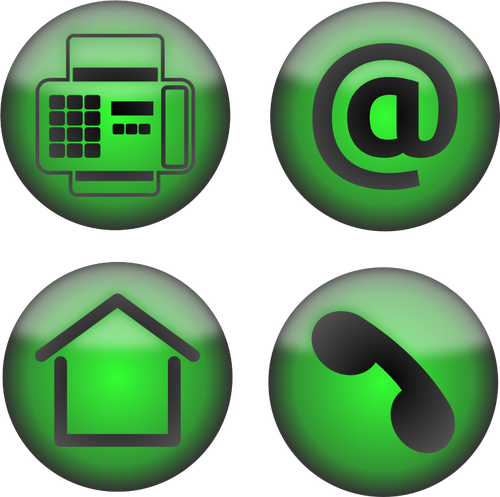 Clipart vetorial de quatro ícones verdes de contato