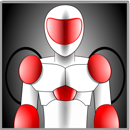 红色和灰色的机器人头像矢量图