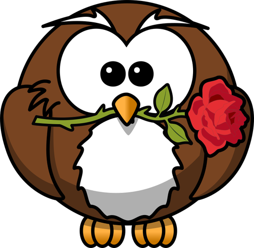 Hibou avec rose