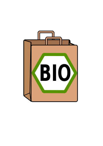 Gráficos vetoriais de sacola biodegradável.