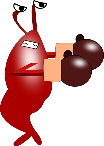 Shrimp with boxing gloves vector drawing