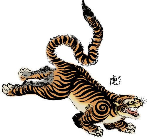 Tygrys z tekstu w języku japońskim