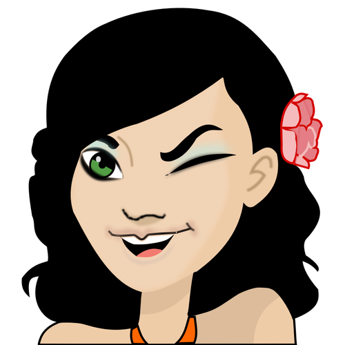 Vector image of cartoon girl winking