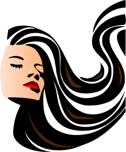 Векторное изображение женщины с длинными волосами, блестящие