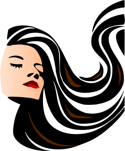 長いウェーブのかかった髪の美しい女性のベクトル イラスト パブリックドメインのベクトル