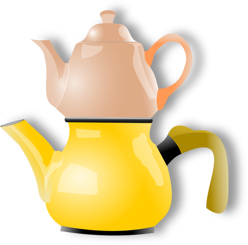 वेक्टर चमकदार डबल चाय बर्तन का चित्रण