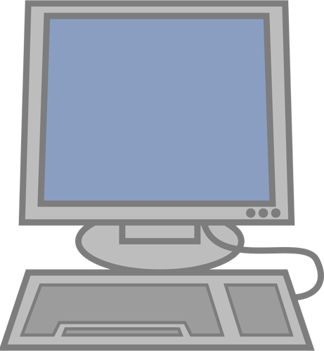 Computer with keyboard vector illustration