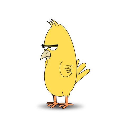Žlutý pták komické ilustrace