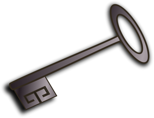 Vector clip art of old style door key with shadow