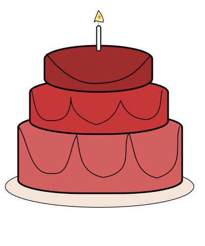 Big birthday cake with candle vector clip art