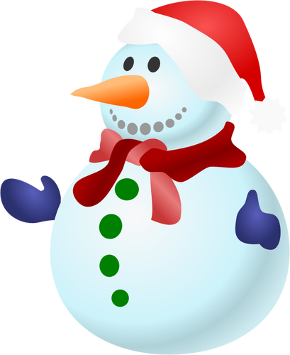 Vector clip art of happy colorful snowman with scarf