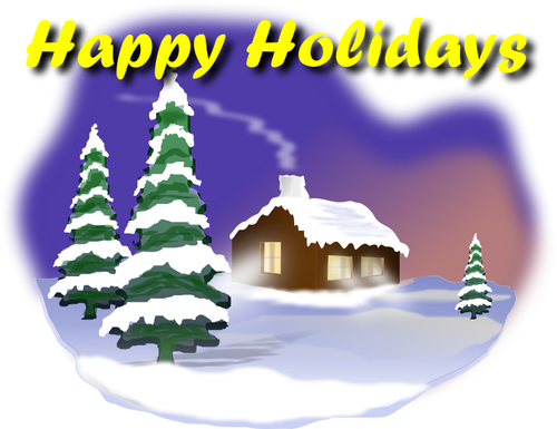 Happy Holidays winter idyll card vector graphics