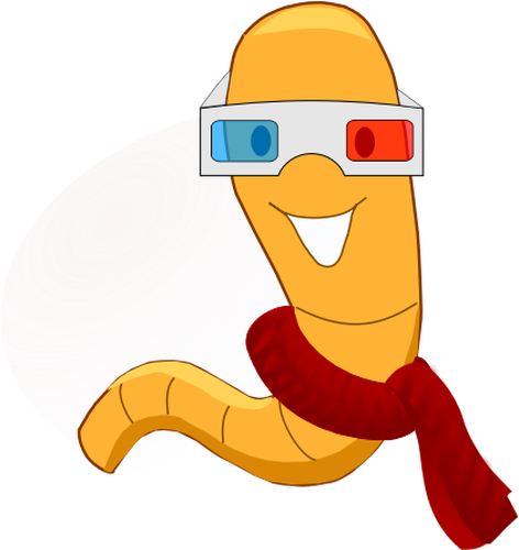 Cinema Worm with 3D glasses vector graphics