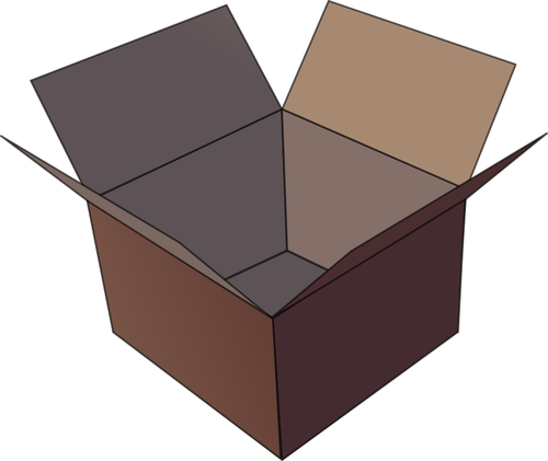 Vector image of dark brown open cardboard box