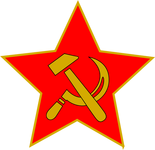 Hammer and sickle in red star vector clip art