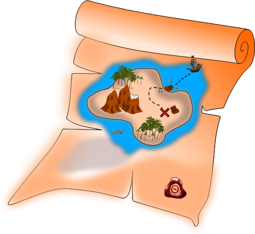 Vector image of old treasure paper map