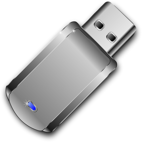 Vector clip art of shiny grey USB stick