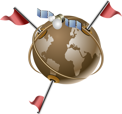 Vector clip art of gps satellite communication