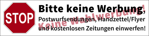 Imagem vetorial de um rótulo de caixa postal "sem anúncios, sem pedir votos" em alemão