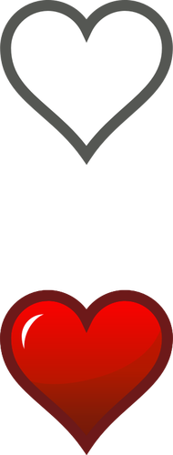 Vector drawing of two heart icons with reflection