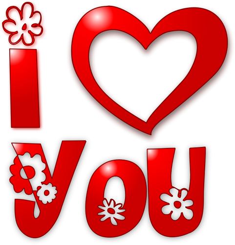 Image of red floral I love you sign