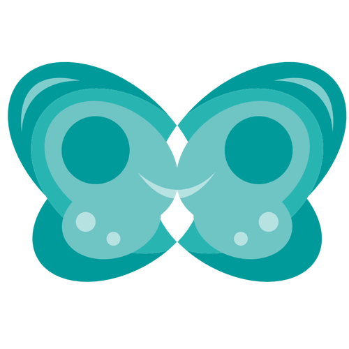gráficos de vetor de borboleta azul em forma de sorriso