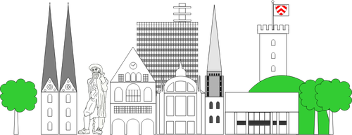 Budovy města Bielefeld vektorové grafiky