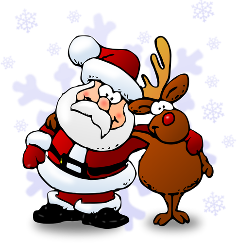 Santa en Rendier kleur vectorillustratie