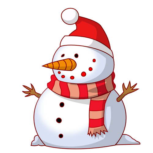 Vector de la imagen del muñeco de nieve con pañuelo rojo