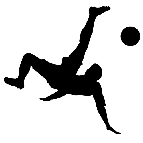 Man spelen voetbal silhouet vector afbeelding