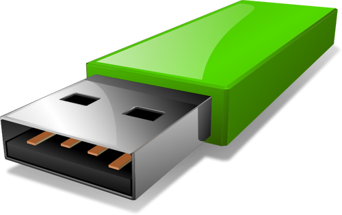 Vector clip art of portable green USB flash drive