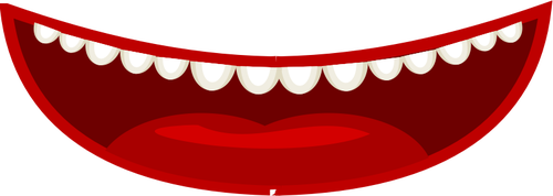 Dessin de la bouche rouge de style bande dessinée avec dents blanches vectoriel