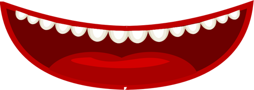 Vetor desenho da boca de estilo vermelho dos desenhos animados com dentes brancos