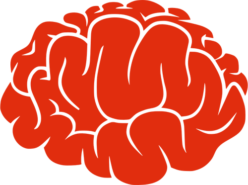 Red silhouette of a brain vector image