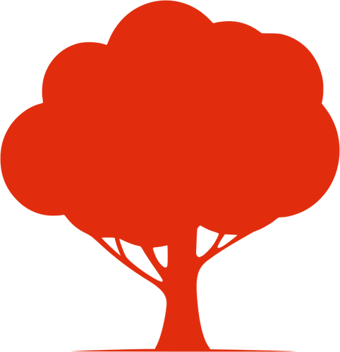 एक पेड़ के लाल सिल्हूट वेक्टर ग्राफिक्स