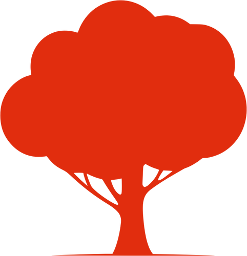 Red silhouette vector graphics of a tree