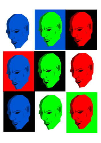 さまざまな色のベクター イメージで単純な顔