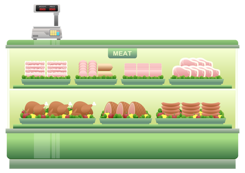 Supermarkecie mięsem licznika