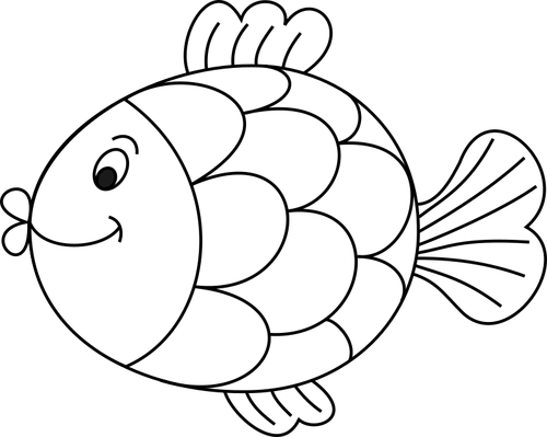 Outlined cartoon fish