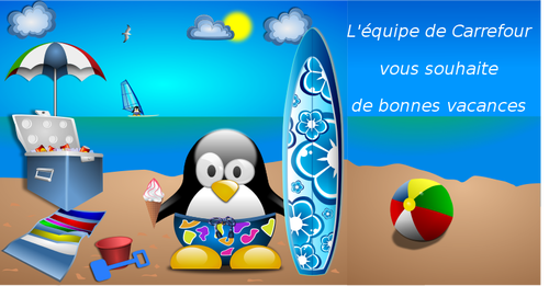 Tux on summer vacation vector illustration