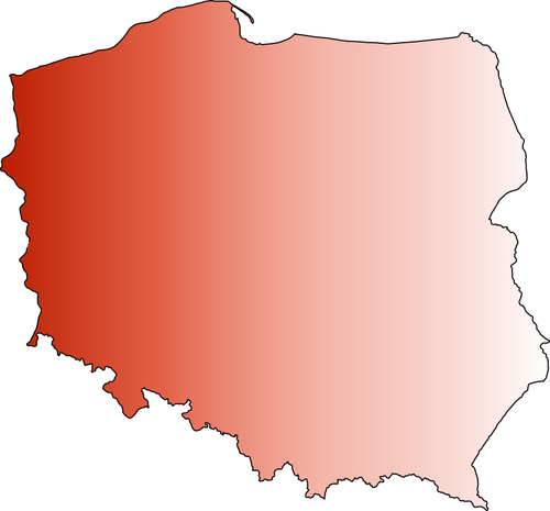 Bilden av röda konturkarta över Polen